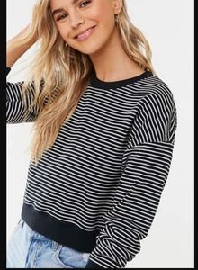 Forever21 Striped Long Sleeve Crop Top